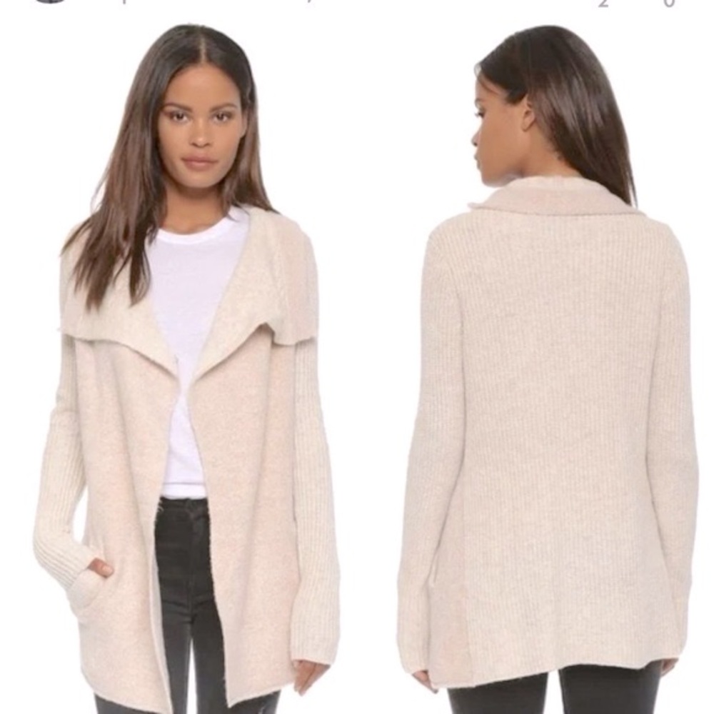 Anthropologie La Fee Verte Draped Boucle Cardigan Cream Beige